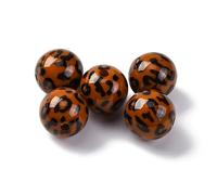 DanLingJewelry 20Pcs 15mm Opaque Acrylic Leopard Print Beads Brown Aniamal Theme Round Bubblegum Beads for DIY Jewellery Making Crafts