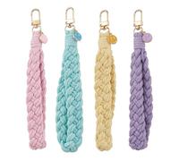 DanLingJewelry 20Pcs 6.77 Inch Boho Handmade Wristlet Keychain Bracelet Colourful Weave Braided Wrist Lanyard Holder for Car Keys Purse Decor