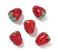 DanLingJewelry 20Pcs Beautiful Glass Red Strawberry Beads Handmade Lampwork Food Fruit Craft Beads for Jewellery Making Bracelets Necklaces