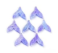 DanLingJewelry 20Pcs Beautiful Rainbow Gradient Mermaid Tail Charms Pendants with Glitter Powder for Jewellery Making Crafting Necklace