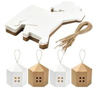 DanLingJewelry 20Pcs Brown & White Color House Shape Paper Gift Boxes Foldable Paper Storage Candy Packing Box for Wedding Baby Shower Party Favor