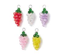 DanLingJewelry 20Pcs Colorful Handmade Grape Glass Seed Bead Charms 3D Imitation Fruit Food Charms for Jewelry Bracelet Necklace Earring Craft Bag Keychain Decor