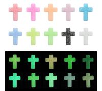 DanLingJewelry 20Pcs Cross Luminous Silicone Focal Beads Glow in The Dark Religious Crucifix Jesus Silicone Beads for DIY Pens Bracelets Crafts Jewelry Making