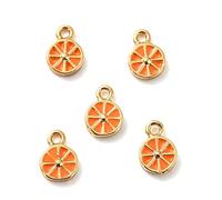 DanLingJewelry 20Pcs Dark Orange Lemon Charms Brass Enamel Imitation Fruit Lemon Slice Charms for DIY Bracelet Jewellery Making Crafts