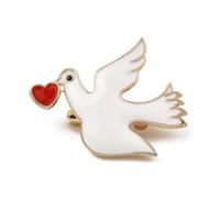 DanLingJewelry 20Pcs Enamel Bird and Love Heart Brooches Brass White Pigeon Lapel Pins Animal Badege Pins for Backpack Clothes Suit Hat