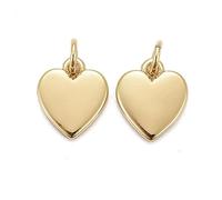 DanLingJewelry 20Pcs Golden Color Heart Shaped Charms Brass Smooth Love Heart Dangle Charms for Valentine Bracelts Necklace Jewelry Making