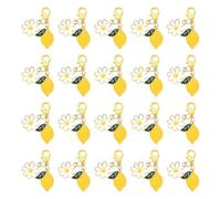 DanLingJewelry 20Pcs Golden Lemon Daisy Enamel Charms for Bracelets DIY | Hand-Filled Enamel Coating, Smooth Polished Pendants, Lobster Clasp, Yellow Tones, Daisy Detail, for Jewelry Making Necklaces