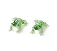 DanLingJewelry 20Pcs Handmade Lampwork Glass Frog Figurines Mini Crystal Green Frog Animals Ornaments for Home Office Table Decor