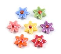 DanLingJewelry 20Pcs Mix Colour Handmade Porcelain Flower Beads Flat Floral Ceramic Beads for Jewellery Making DIY Crafts
