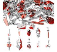 DanLingJewelry 20Pcs Mixed Styles Gothic Theme Enamel Tool Kit Charms Medieval Axe Knife Pendants Bleeding Heart Charms for Jewellery Making