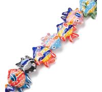 DanLingJewelry 20Pcs Random Tropical Fish Ceramic Beads Handmade Porcelain Beads Ocean Life Animal Beads for Jewelry Making DIY Crafts