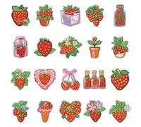 DanLingJewelry 21Pcs Mixed Red Strawberry Theme Embroidered Applique Patches Decorative Fruit DIY Sew on Patches for Clothes Dress Backpacks DIY