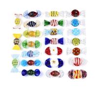 DanLingJewelry 24Pcs Handmade Vintage Glass Candy Ornaments Lampwork Sweet Food Figurines for Home Desktop Office Decoration
