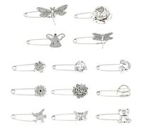 DanLingJewelry 26Pcs Mixed Style Antique Silver Brooches Animal Flower Brooch Pins Tibetan Style Jewellery Accessories for Jackets Shawls Hats Bag
