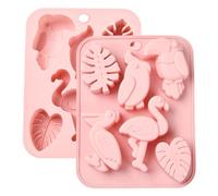 DanLingJewelry 2Pcs Flamingo Tropical Bird Leaves Chocolate Moulds Silicone Animal Molds for Summer Party Candy Biscuit Jelly Pudding Making Moulds