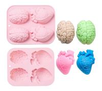 DanLingJewelry 2Pcs Pink Heart and Brain Silicone Moulds Body Organ Shape Bloody Halloween Moulds for Chocolate Candy Decor Baking