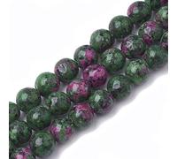 DanLingJewelry 2Strands Natural Ruby in Zoisite Beads 8mm Gemstone Round Beads for Jewelry Making Approx 48-50pcs/Strand