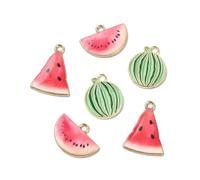 DanLingJewelry 30Pcs 3 Styles Mini Enamel Watermelon Charm Red Green Fruit Watermelon Slice Enamel Charms for Jewellery Making DIY Crafting