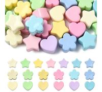 DanLingJewelry 30Pcs Candy Colour Acrylic Star Heart Flower Beads with Large Hole for DIY Jewellery Bracelets Keychains Necklaces Bag Chains