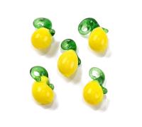 DanLingJewelry 30Pcs Handmade Green Yellow Lemon Lampwork Charms Pendants Imitation Fruit Glass Crystal Charms for DIY Jewellery Craft Earrings