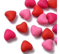 DanLingJewelry 30Pcs Heart Shape Silicone Beads Valentine's Day Silicone Focal Beads Love Heart Spacer Beads for DIY Jewellery Making