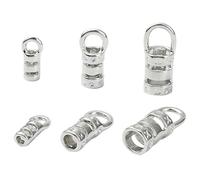 DanLingJewelry 30Pcs Mixed Size Silver Colour Cord End Caps Brass Tube Crimp Beads for Jewellery Making Bracelet Necklace Charm