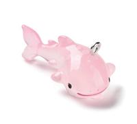 DanLingJewelry 30Pcs Pink Shark Shape Pendants Opaque Resin Ocean Theme Sea Animal Charms for DIY Jewelry Making Crafting