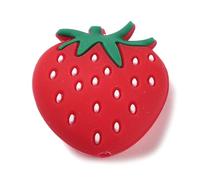 DanLingJewelry 30Pcs Red Silicone Strawberry Beads Imitation Food Fruit Silicone Focal Rubber Beads for DIY Bracelets Necklace Keychain Making