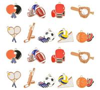 DanLingJewelry 36Pcs Enamel Sport Theme Charms Football Basketball Volleyball Ball Game Pendants for Jewelry Necklace Bracelet Earring Making