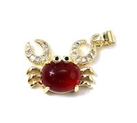 DanLingJewelry 3Pcs Brass Cubic Zirconia Red Crab Pendant Glass Ocean Animal Marine Life Charms for DIY Jewelry Making Crafts