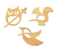 DanLingJewelry 3Pcs Wood Squirrel Owl Bird Sweater Clips for Jewellery Gift DIY Scarf Clothes Decoration
