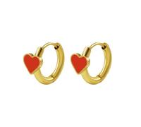 DanLingJewelry 4 Pair Red Enamel Heart Earrings Hoop Love Sweet Heart Shaped Stainless Steel Earrings for Wedding Party Birthday Jewelry Gifts