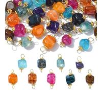 DanLingJewelry 40Pcs 8 Colors Natural Agate Stone Connectors Charms Irregular Crystal Agate Beaded Stone Link Pendant Charms for Jewelry Making Necklaces Bracelets