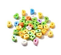 DanLingJewelry 40Pcs Random Rainbow Large Letter D Acrylic Beads AB Color Iridescent Alphabet Keychain Beads for Bracelets Necklaces Jewelry Making