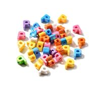 DanLingJewelry 40Pcs Random Rainbow Large Letter P Acrylic Beads AB Colour Iridescent Alphabet Keychain Beads for Bracelets Necklaces Jewellery Making
