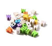 DanLingJewelry 40Pcs Random Rainbow Large Letter W Acrylic Beads AB Colour Iridescent Alphabet Keychain Beads for Bracelets Necklaces Jewellery Making