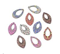 DanLingJewelry 45Pcs Boho Style Printed Teardrop Wooden Pendants Colorful Horse Eye Wood Charms for Jewelry Making Dangle Earrings