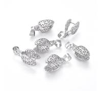 DanLingJewelry 50Pcs Jewellery Brass Clip Buckle Bead Pendant Silver Colour Hanger Bail Clasp Connector Findings for DIY Necklaces Jewellery Making
