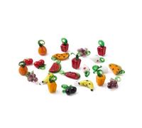 DanLingJewelry 50Pcs Mixed Style 3D Fruit Vegetable Handmade Lampwork Glass Loose Beads Charms for DIY Bracelets Necklaces Jewellery Making