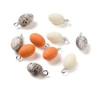 DanLingJewelry 50Pcs Random Color Mini Resin Easter Eggs Charms Opaque Bird Chicken Egg Food Dangle Charms for DIY Jewelry Making Crafts