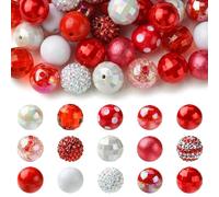 DanLingJewelry 50Pcs Red Series Acrylic Round Beads 20mm Chunky Bubblegum Beads Large Ball Beads for Bracelets Pens Jewellery Making