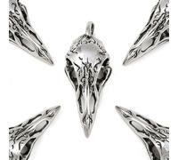 DanLingJewelry 5Pcs Big Stainless Steel Raven Skull Charms Gothic Bird Head Crow Skeleton Charms for Necklace Earrings Jewelry Making