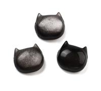 DanLingJewelry 5Pcs Black Cat Beads Cute Animals Kitten Head Shape Natural Black Obsidian Beads for DIY Bracelets Necklaces Jewellery Making
