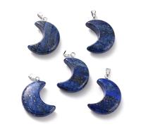 DanLingJewelry 5Pcs Blue Crescent Moon Gemstone Pendants Natural Celestial Theme Healing Stones Charms for DIY Jewellery Making Necklace Bracelet