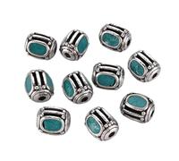 DanLingJewelry 5Pcs Handmade Vintage Barrel Indonesia Beads Antique Silver Column Tube Spacer Beads for DIY Jewellery Craft Making