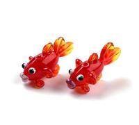 DanLingJewelry 5Pcs Red Fish Lampwork Glass Beads Handmade Cute Spacer Animals Beads for Jewelry Making Ornaments Bracelets Necklaces