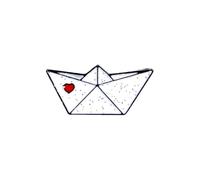 DanLingJewelry 5Pcs White Paper Ship Shape Enamel Lapel Pins Small Boat Enamel Brooches with Red Heart for DIY Backpacks Hats Bags Decor