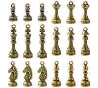 DanLingJewelry 60Pcs 6 Styles Antique Bronze Chess Pieces Charms Tibetan Alloy 3D Internatiional Chess Piece Charms for Jewelry Making DIY Crafting