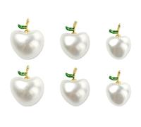 DanLingJewelry 6Pcs Cute White Cherry Charms with Green Leaf Shell Pearl Fruit Pendants for Jewelry Making Necklace Crafts