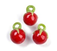 DanLingJewelry 7Pcs Glass Tomato Beads Charms Handmade Lampwork Fruit Pendants Red Tomato Glass Charms for Jewelry Making DIY